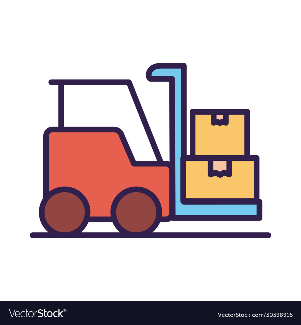 Forklift vehicle service line and fill style Vector Image