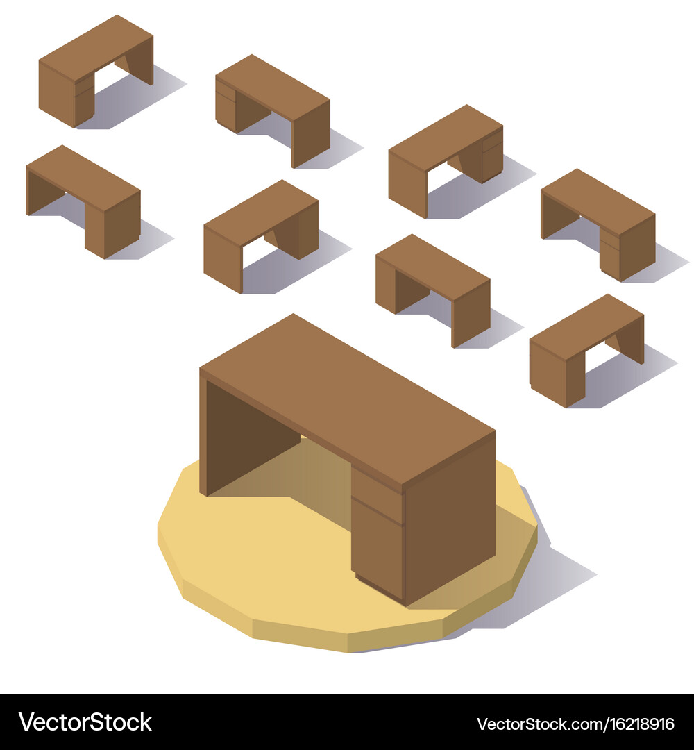 Isometric low poly office table Royalty Free Vector Image