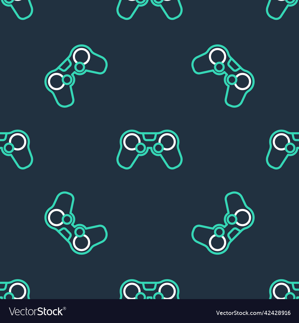 Line gamepad icon isolated seamless pattern