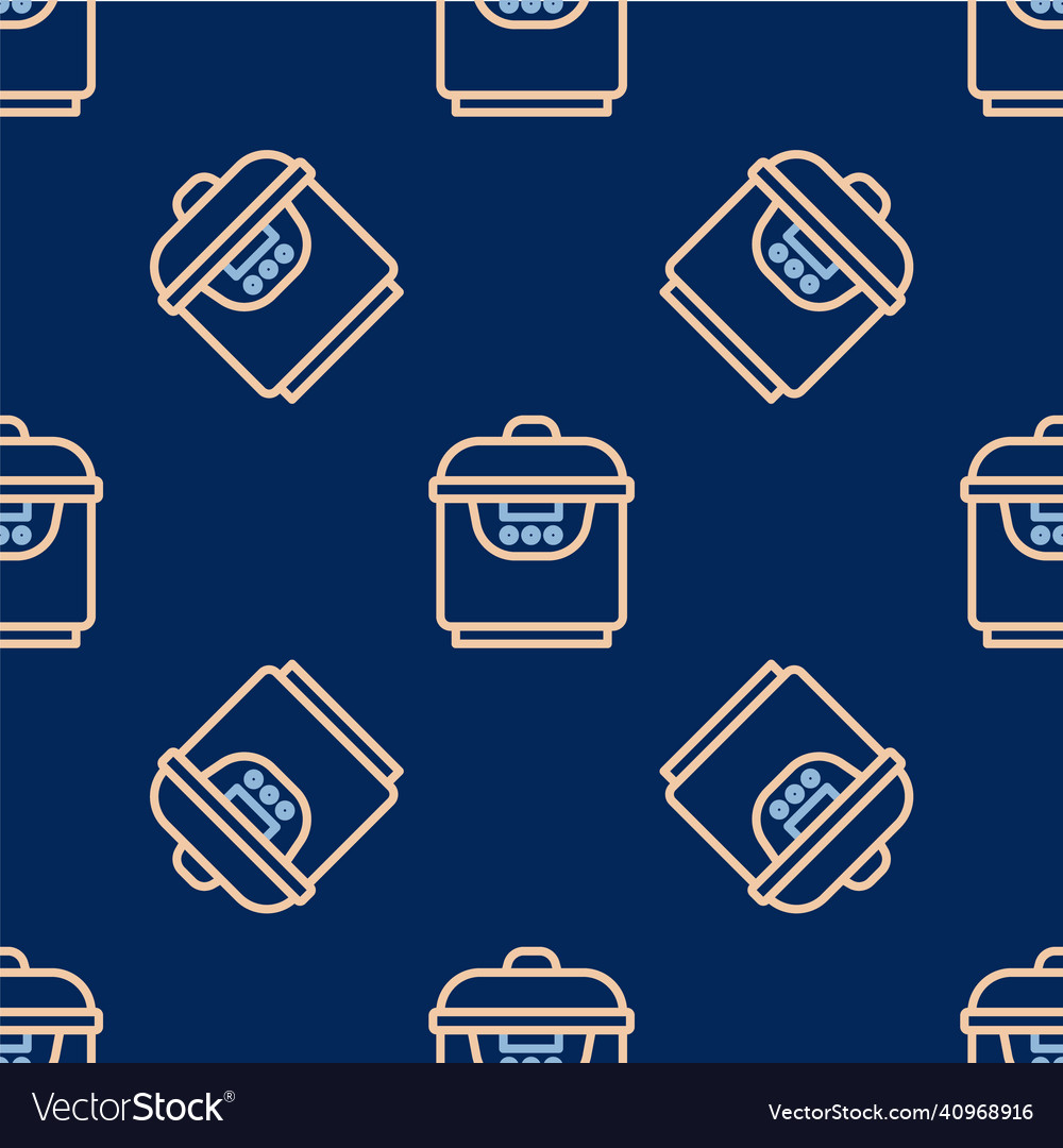 Line slow cooker icon isolated seamless pattern