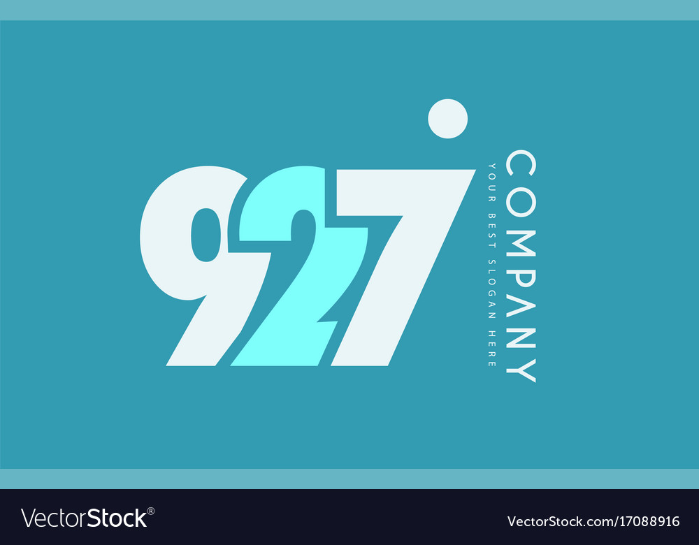 Number 927 blue white cyan logo icon design