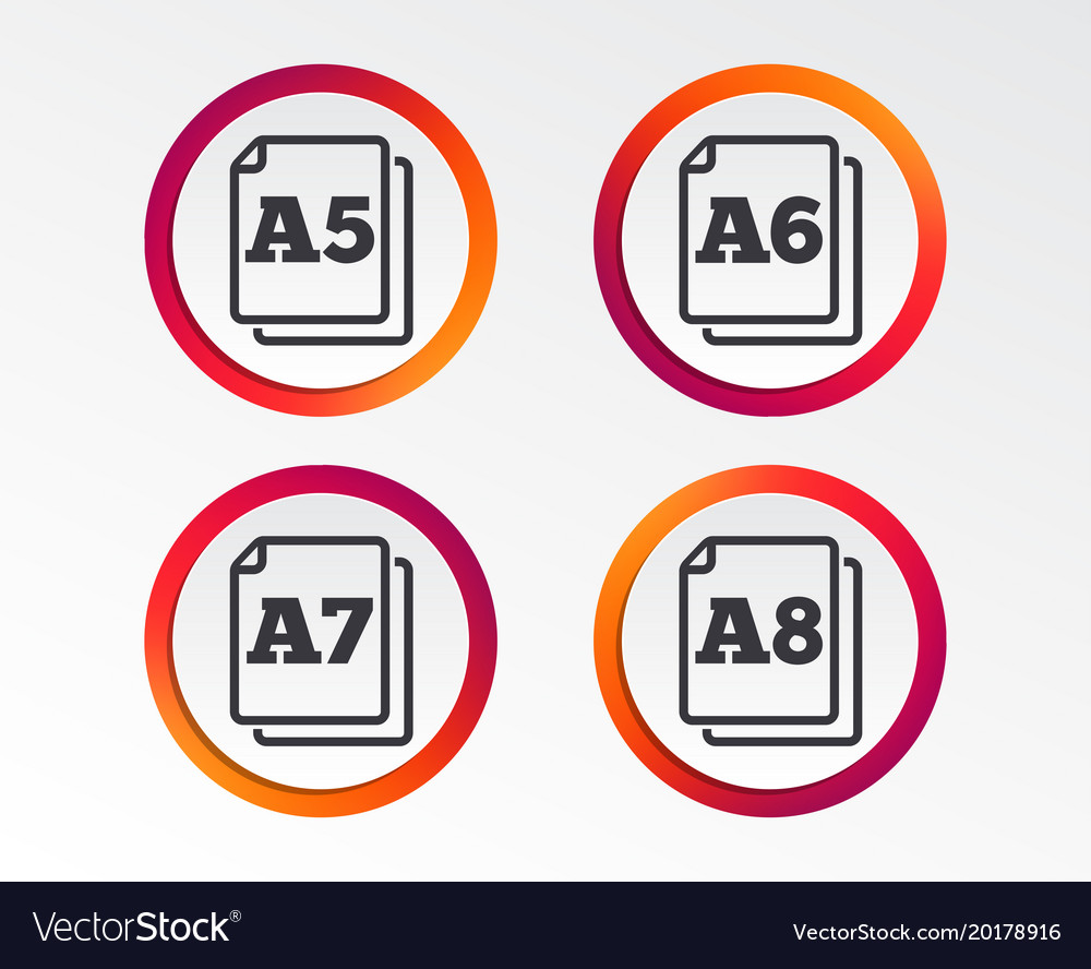 Paper size standard icons document symbol