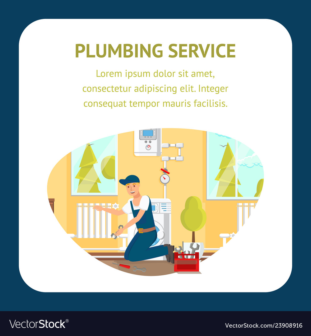 Plumbing service flat banner template