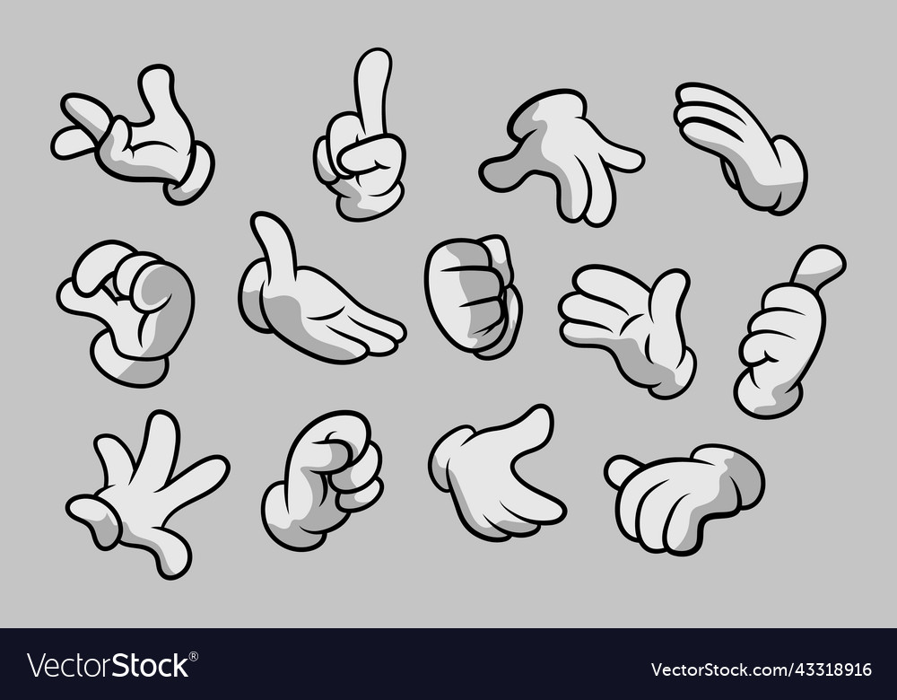 Retro cartoon gloved hands gestures cartoon hands Vector Image