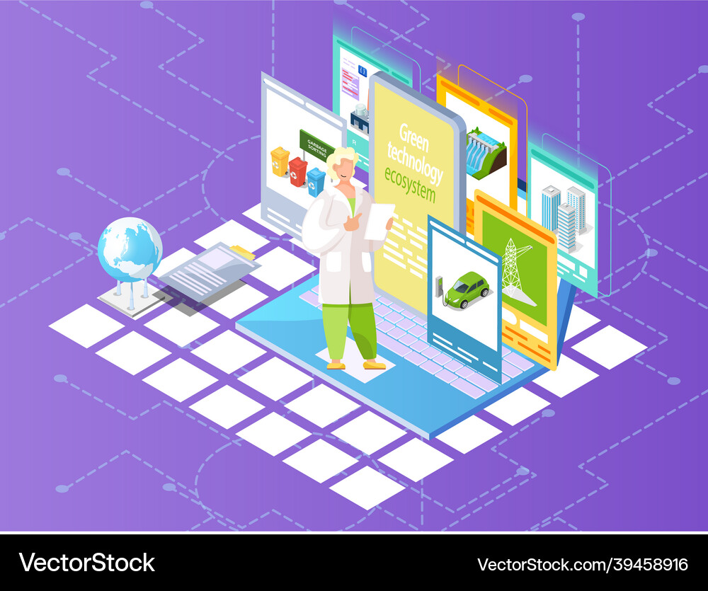 Scientist working with eco-friendly technology Vector Image