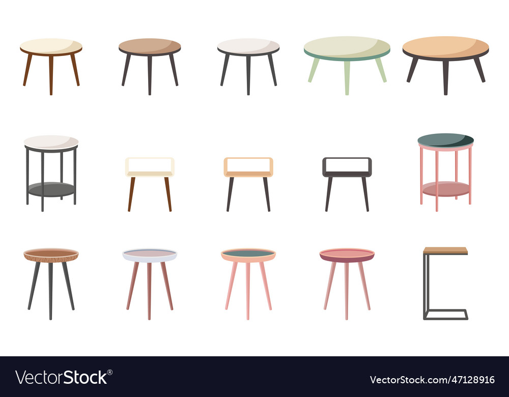 Set of isolated end tables Vector Image Set of isolated end tables
