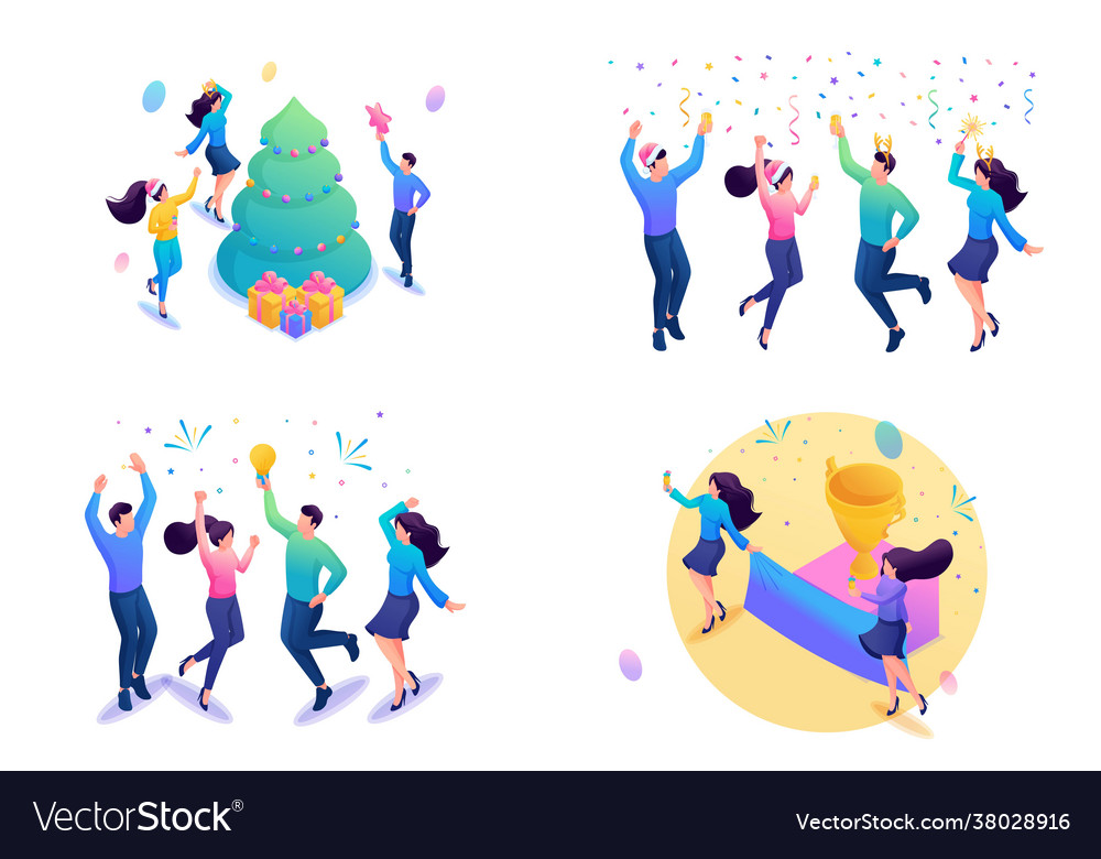 Set web design isometry templates team Vector Image Set web design isometry templates team