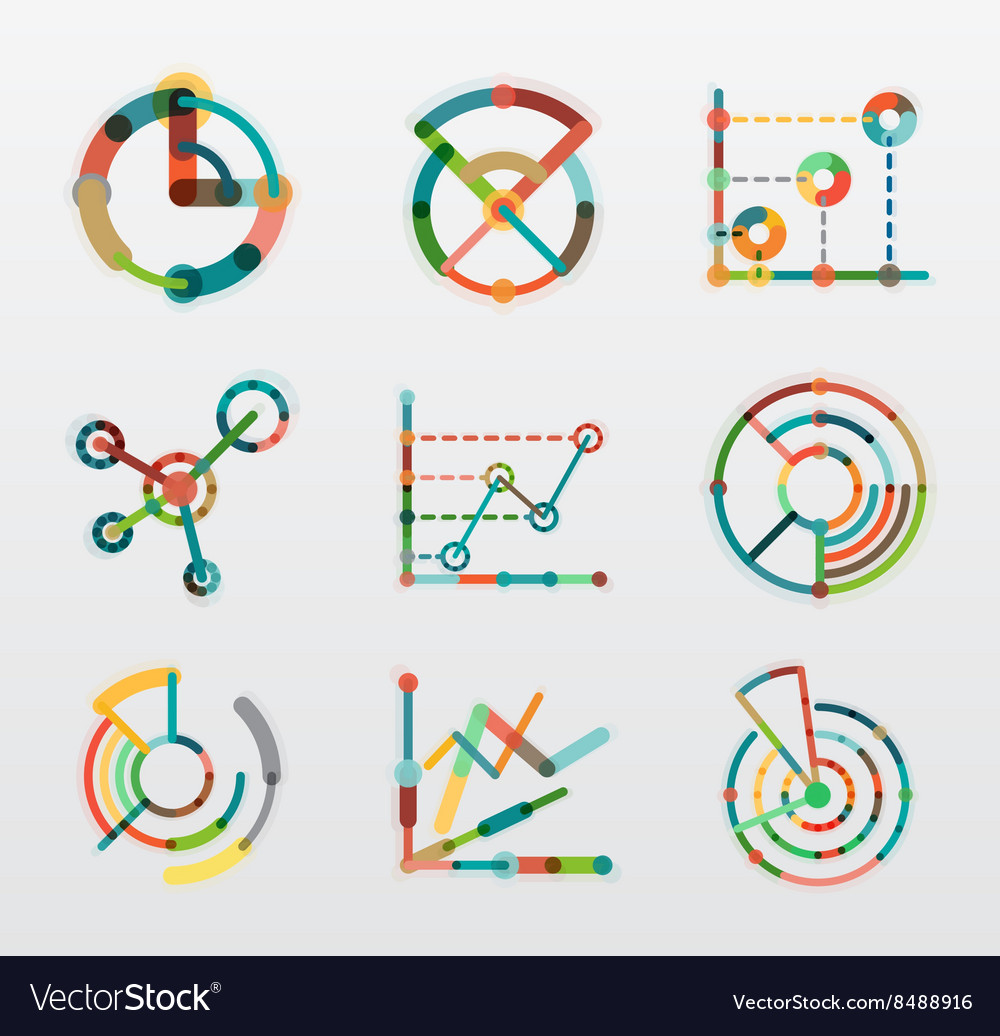 Thin line chart logo set graph icons modern