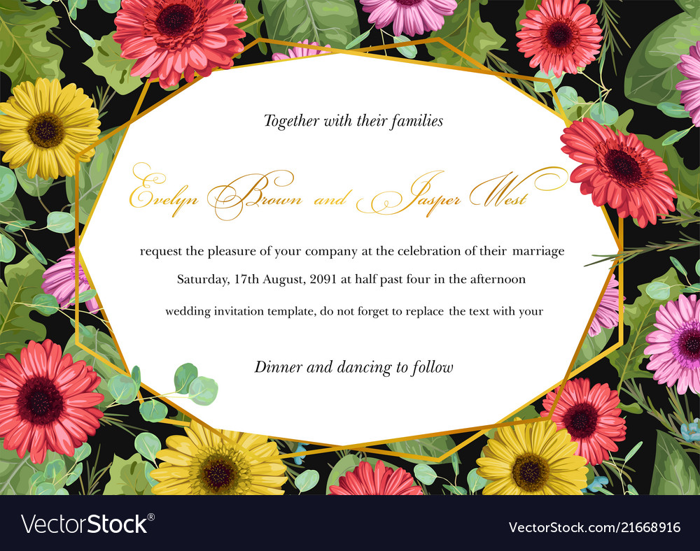 Wedding invitation postcard greeting card Vector Image