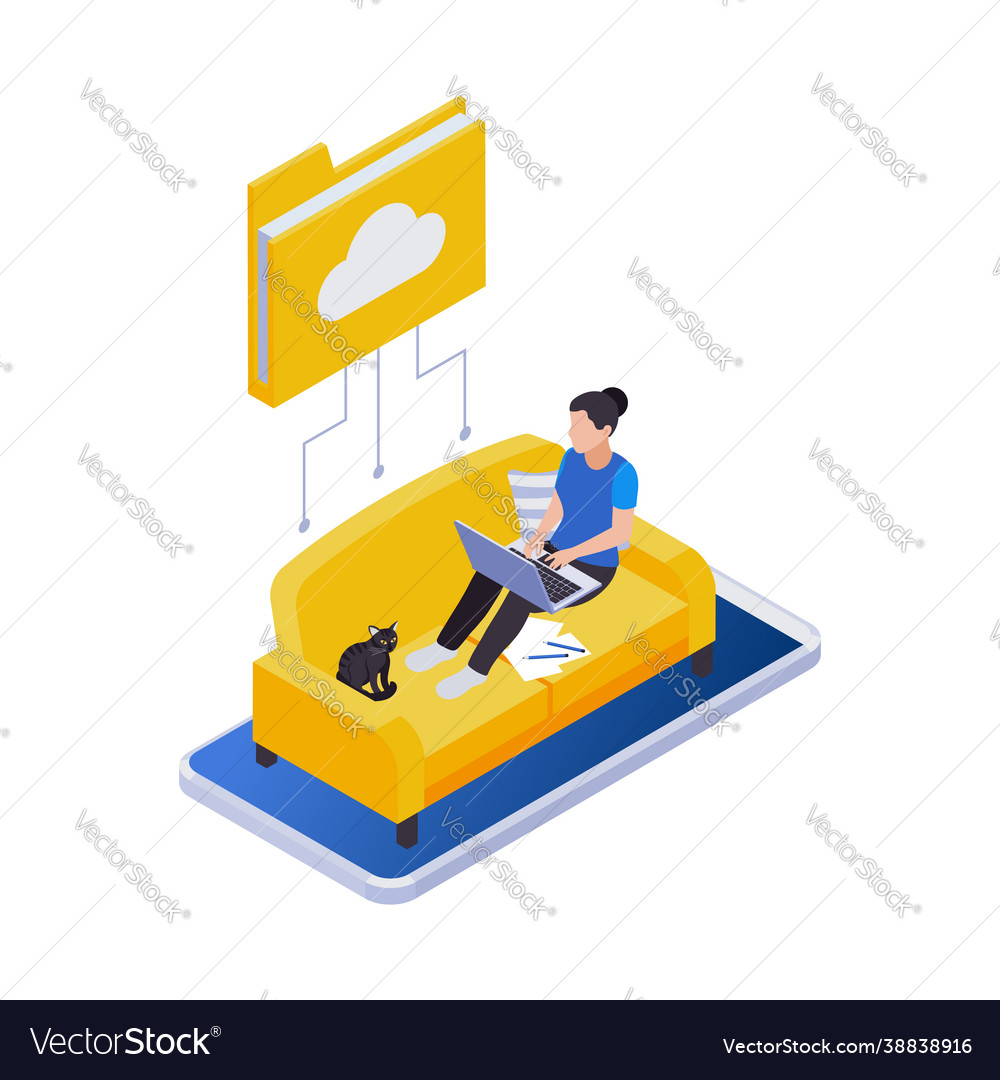 Working on sofa composition vector image Working on sofa composition