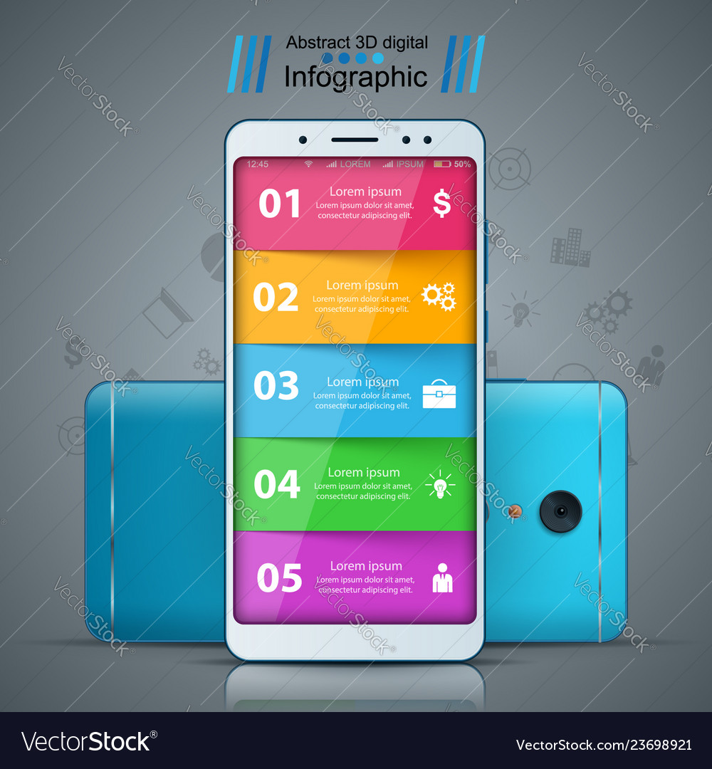 Business infographic smartphone realistic icon