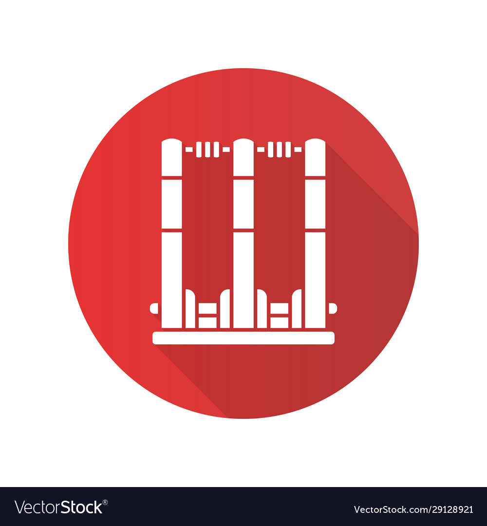 Cricket stumps flaches Design lange Schatten Glyph-Symbol