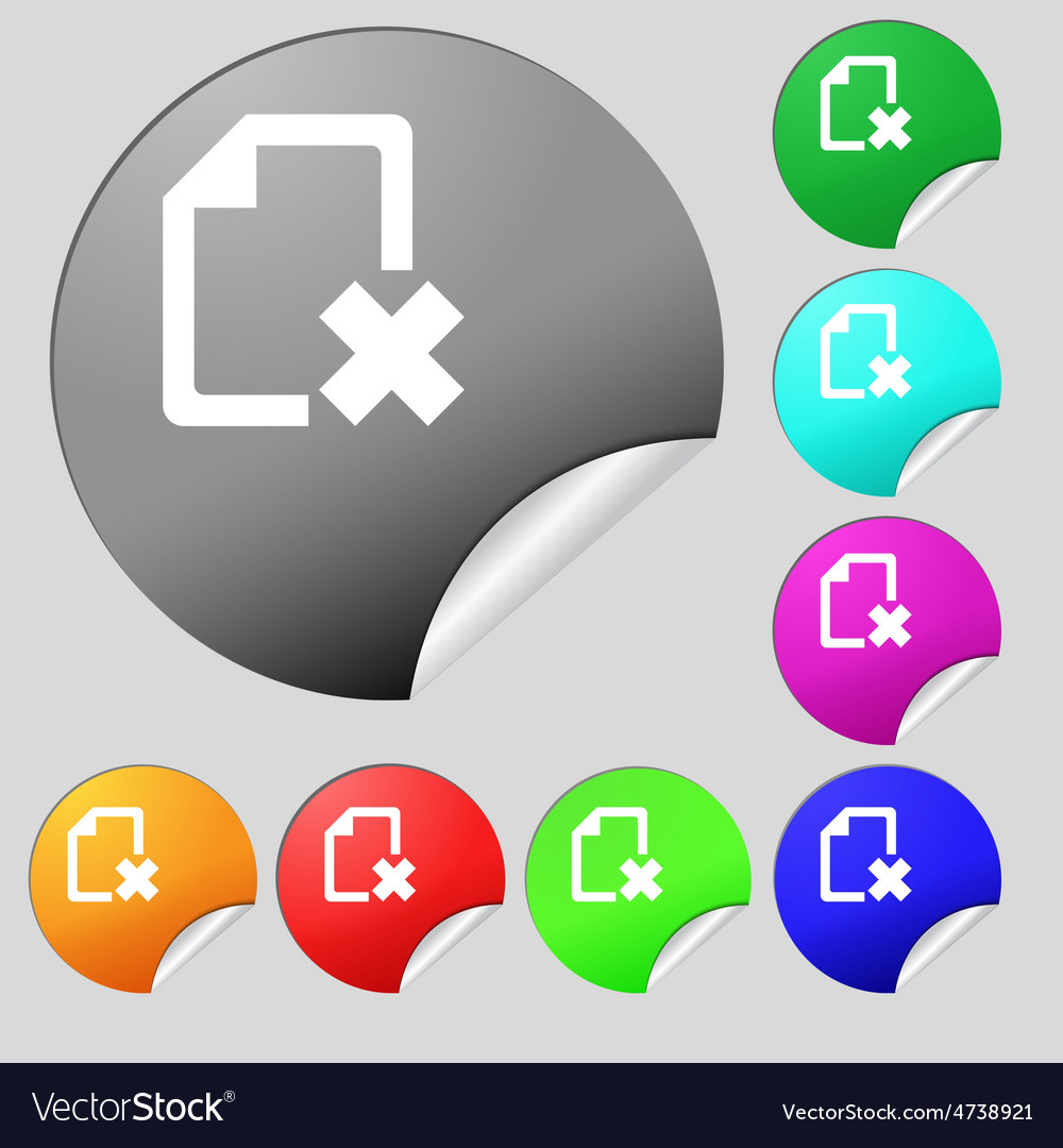 Delete file document icon sign set of eight