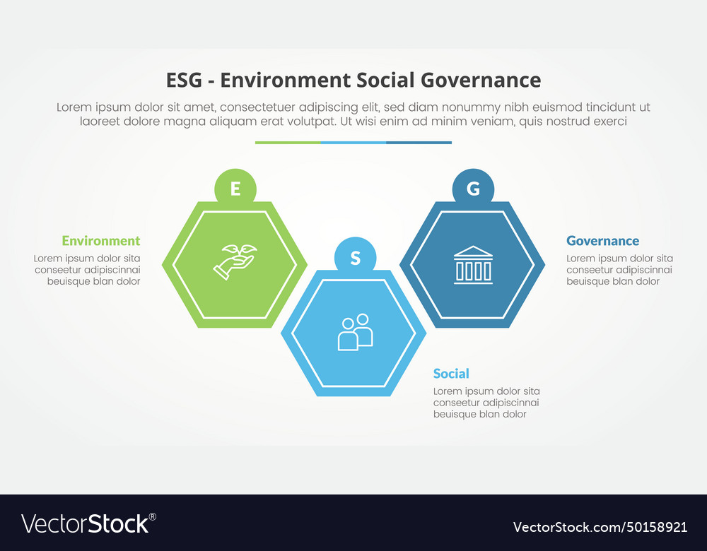 Esg frameworks infographic concept for slide Vector Image