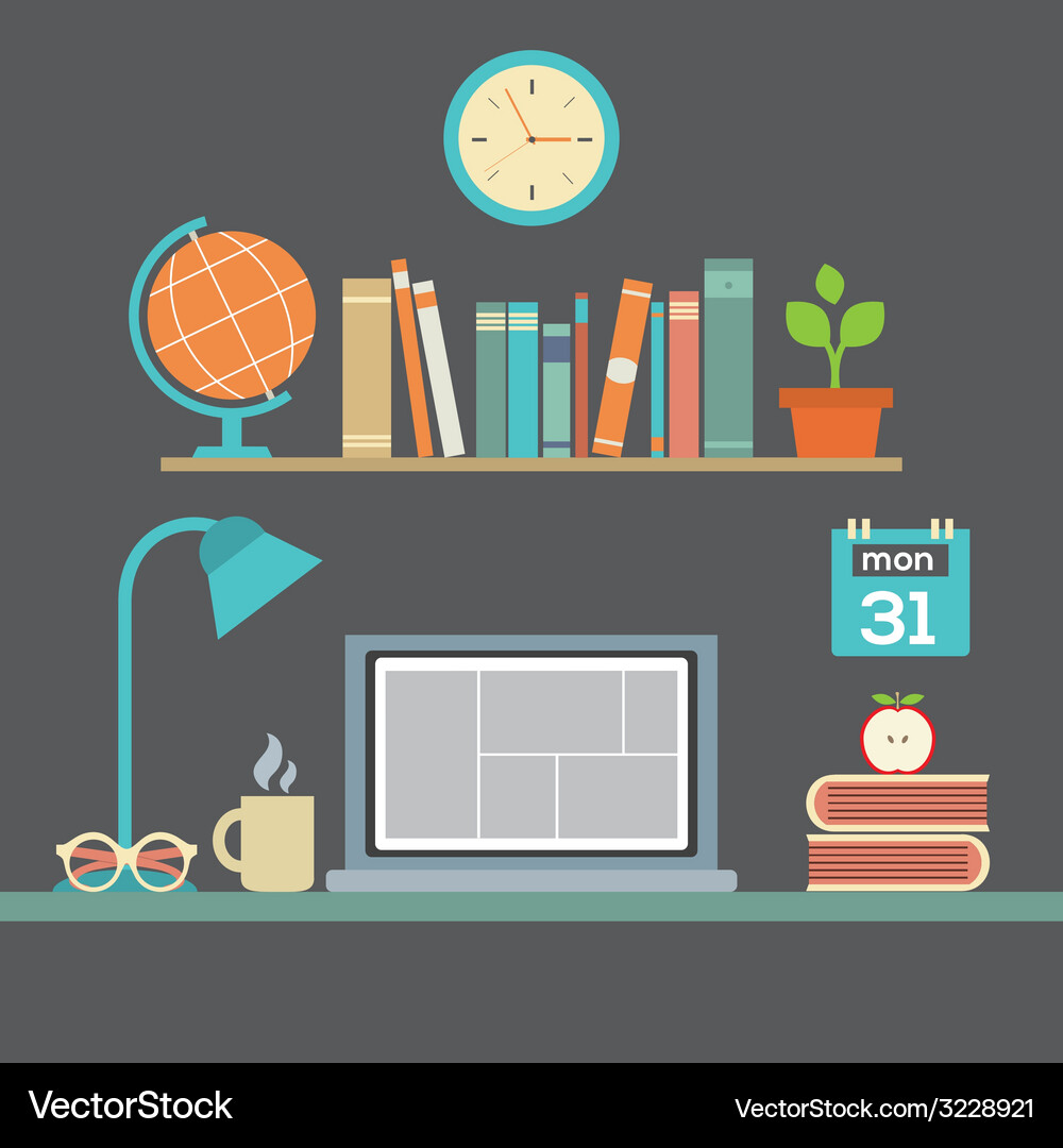 Flat design workplace Royalty Free Vector Image