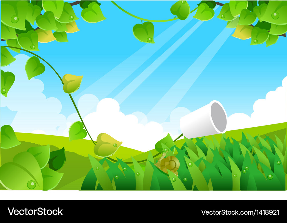 Green landscape blue sky Royalty Free Vector Image