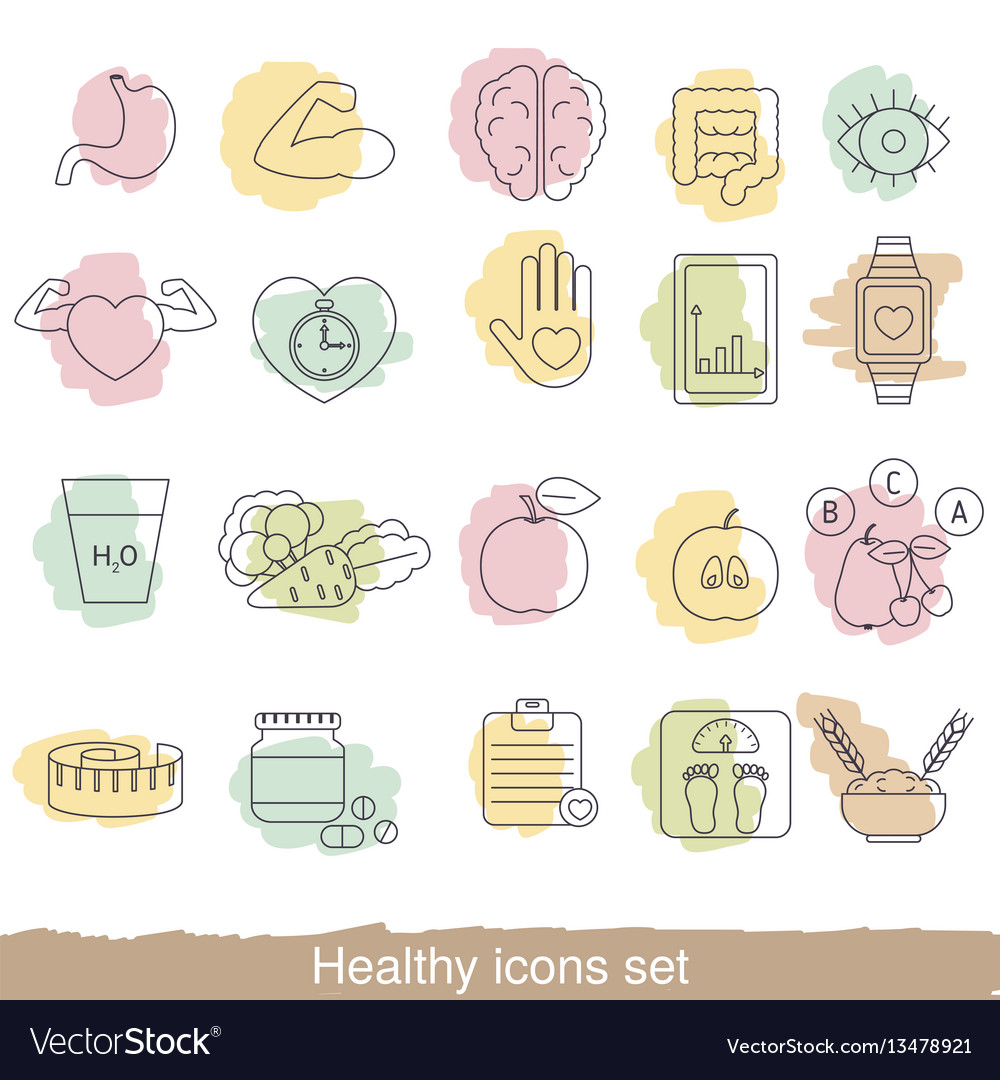 Gesunde Lifestyle-Icons Set