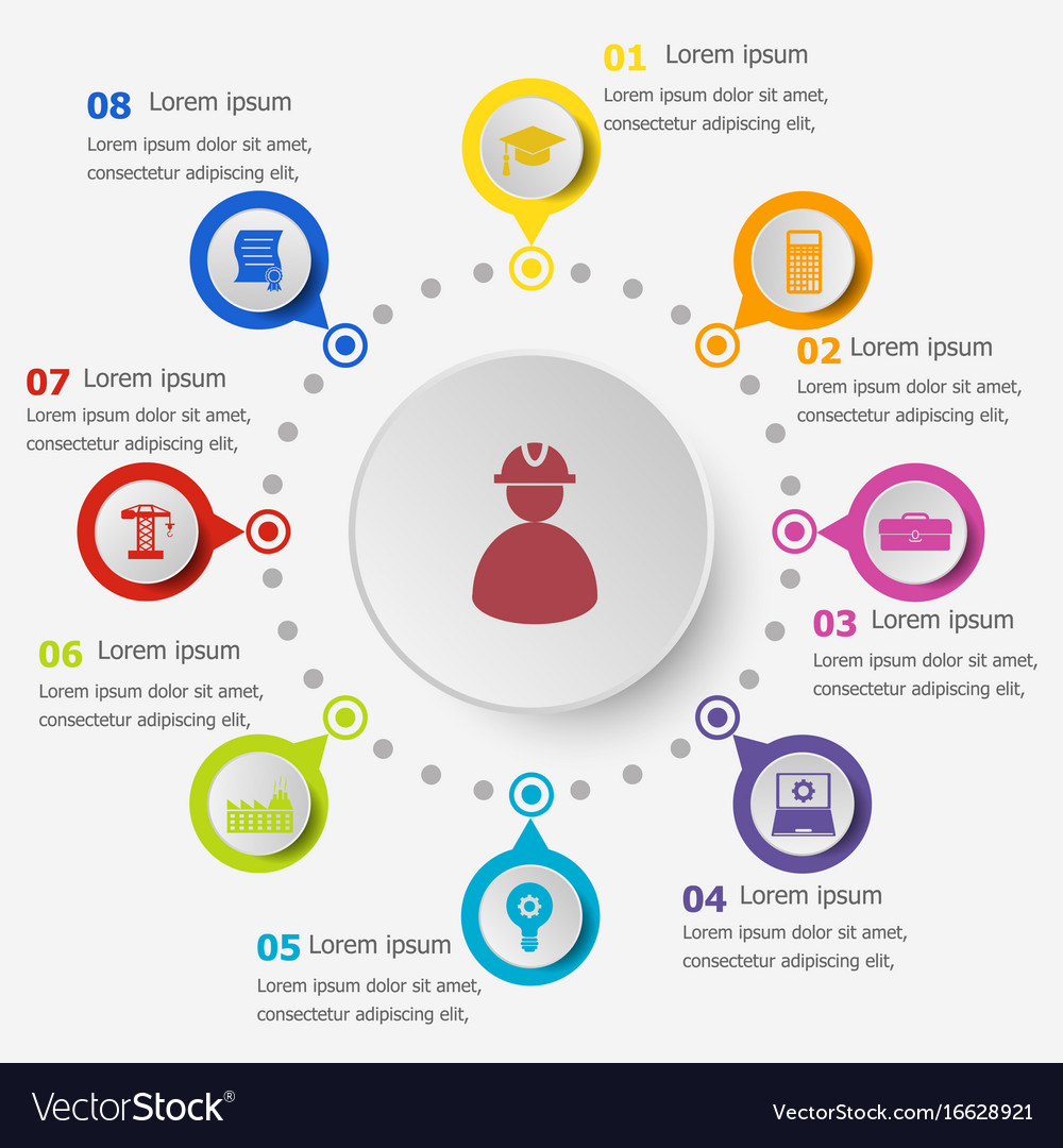 Infographic template with engineering icons Vector Image