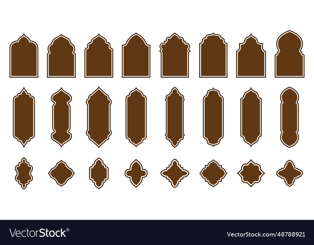 Islamic window and door shapes isolated set Vector Image