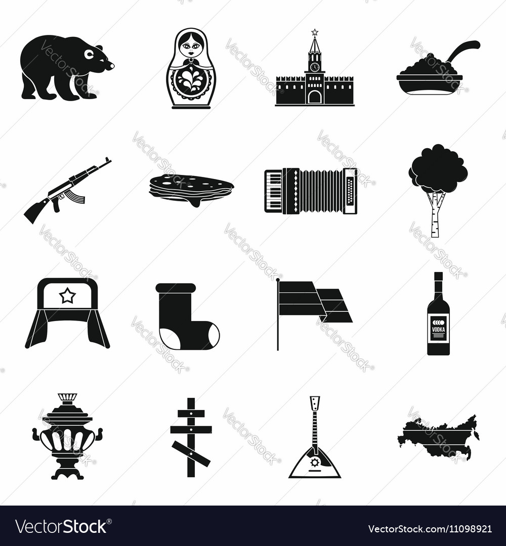 Russia icons set simple style Royalty Free Vector Image