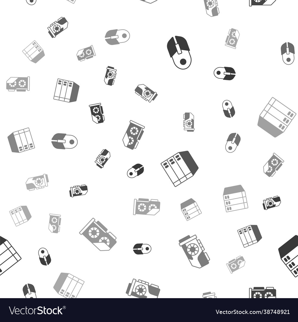 Set computer mouse video graphic card server vector image Set computer mouse video graphic card server
