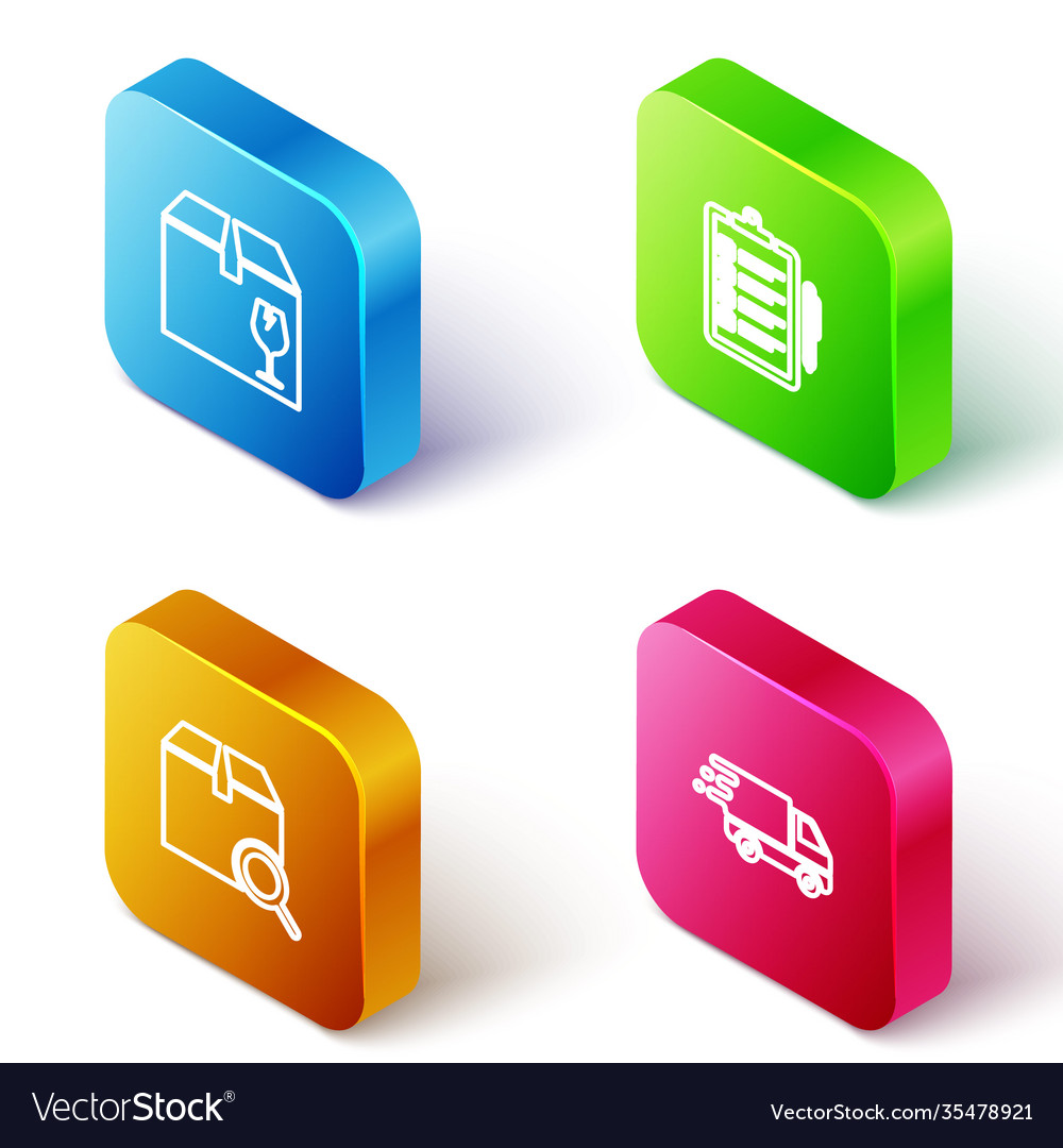 Set isometric line delivery box with fragile