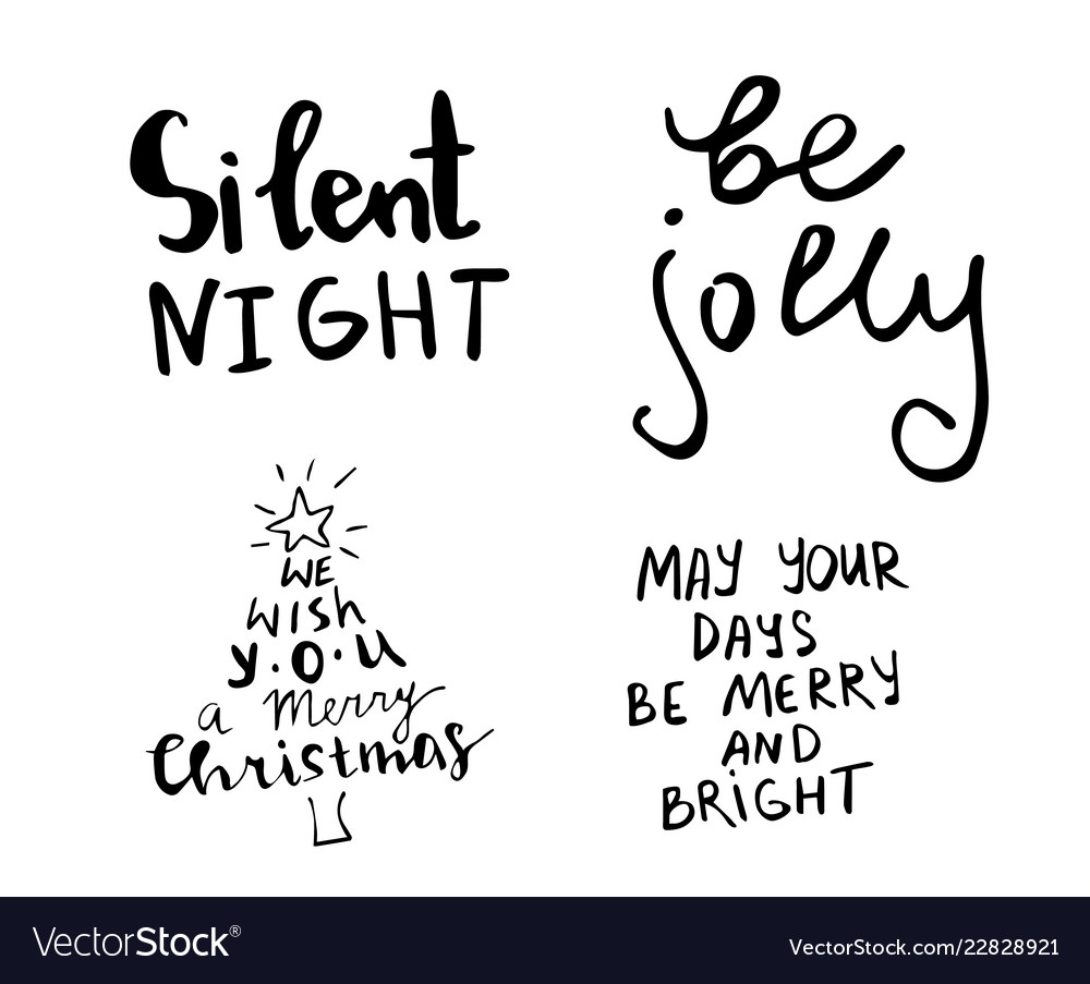 Set of christmas lettering handwritten Vector Image Set of christmas lettering handwritten