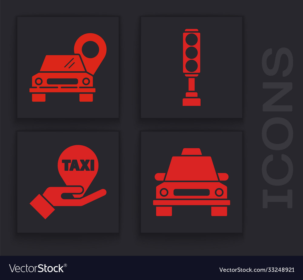 Set taxi car map pointer with traffic light