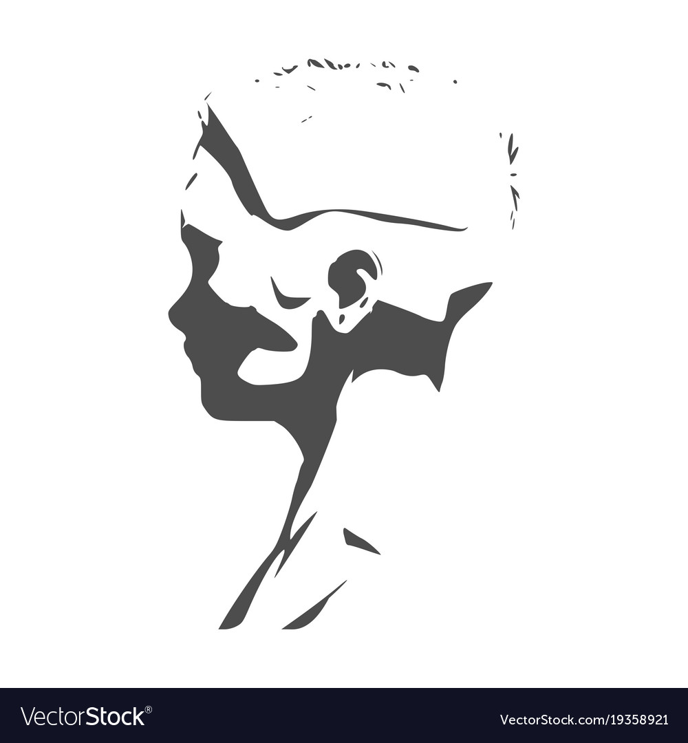 Silhouette of a female head face side view