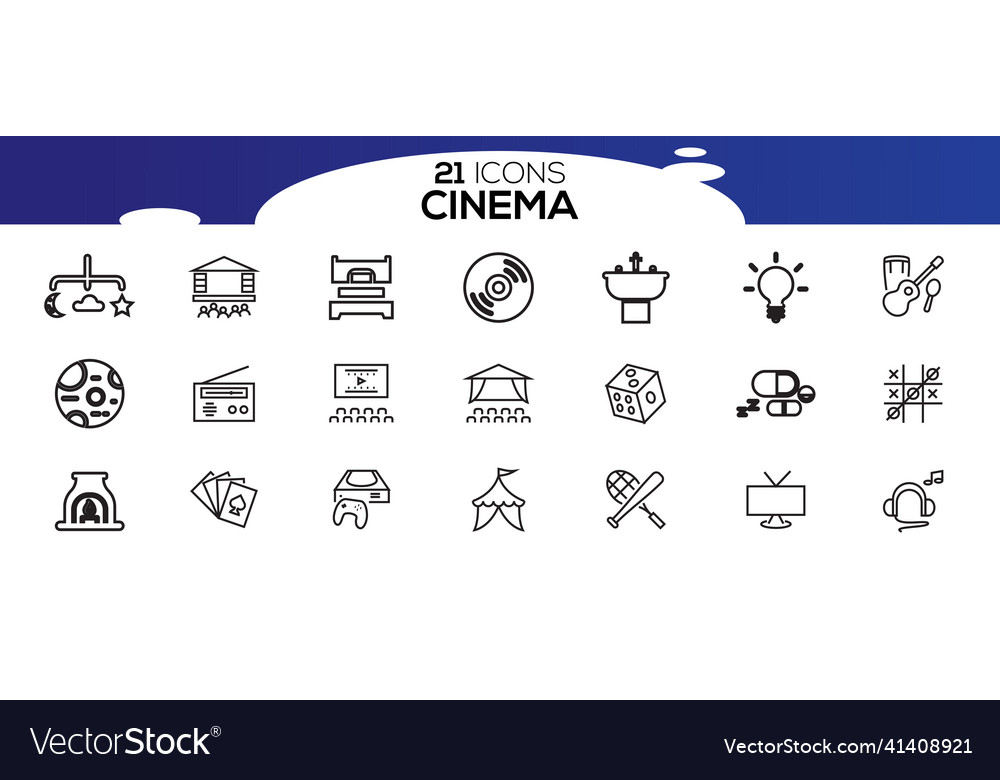 Simple set of cinema related line icons