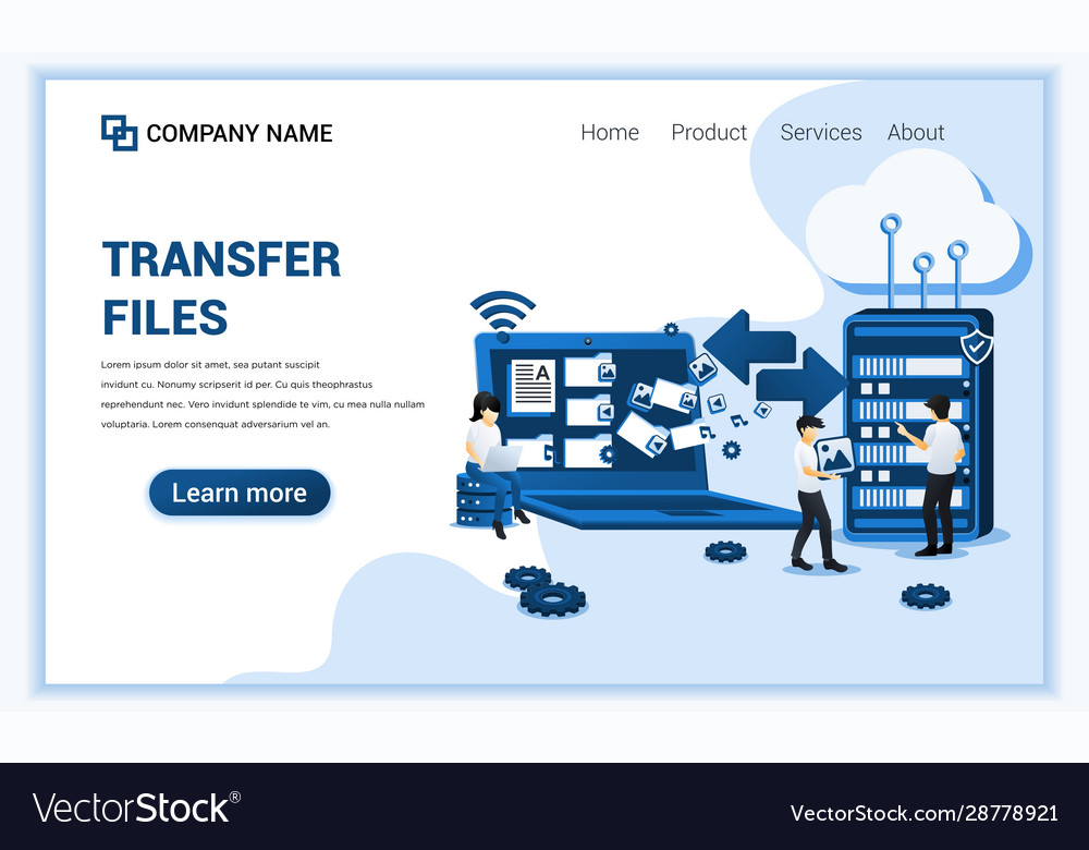 Transfer files concept with characters can use vector image Transfer files concept with characters can use