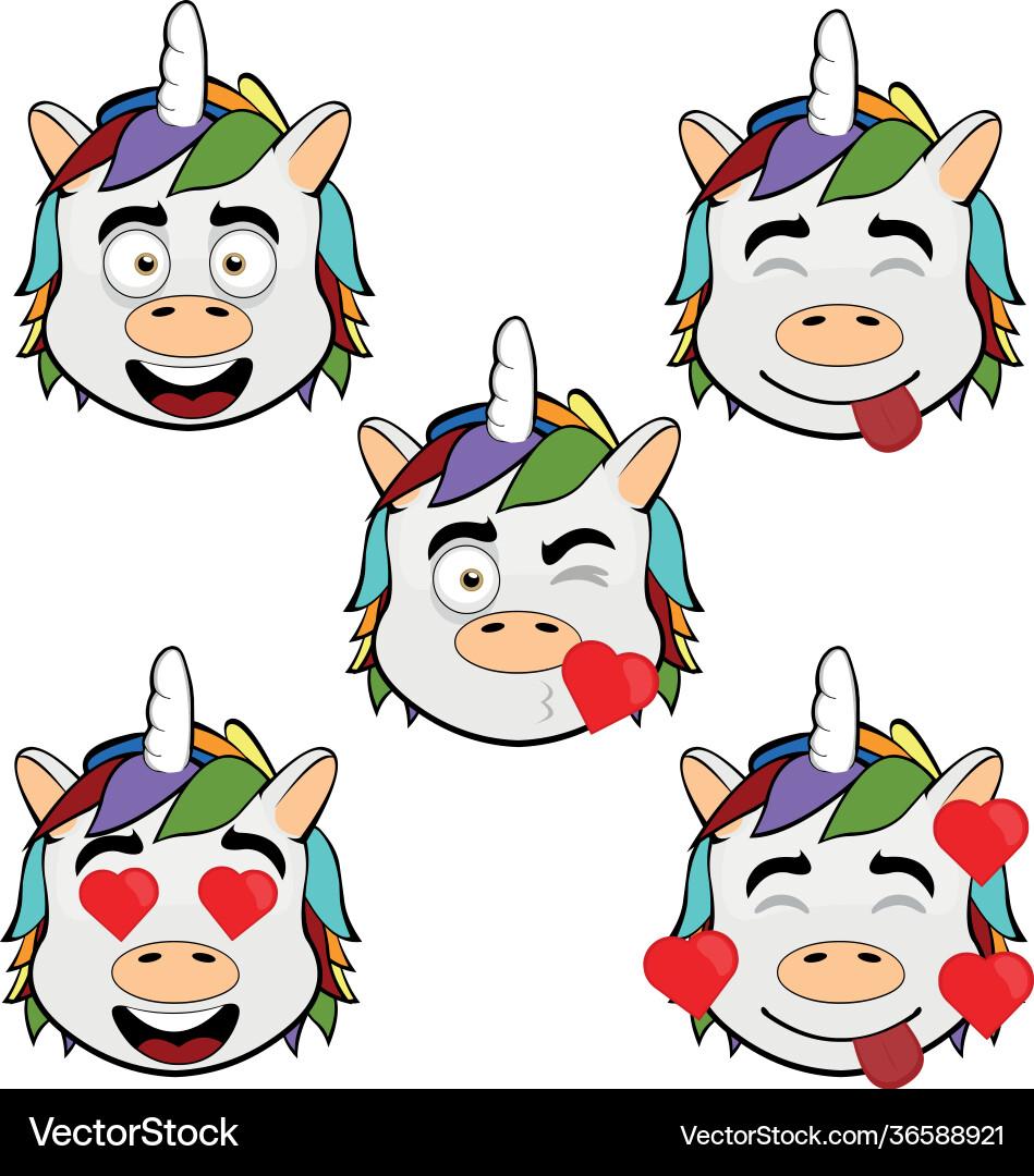 Unicorn faces Royalty Free Vector Image - VectorStock