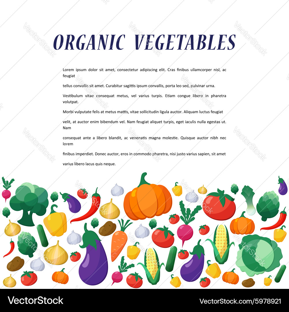 Vegetables background in flat style Royalty Free Vector
