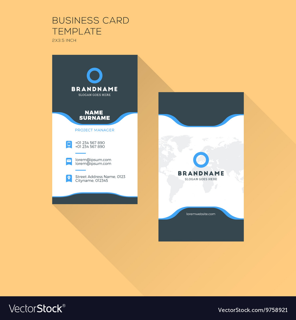 Vertical business card print template personal