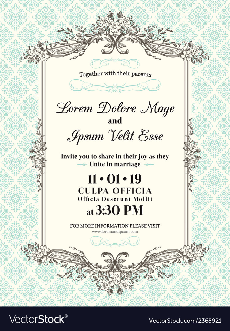 Vintage Wedding invitation border and frame Vector Image