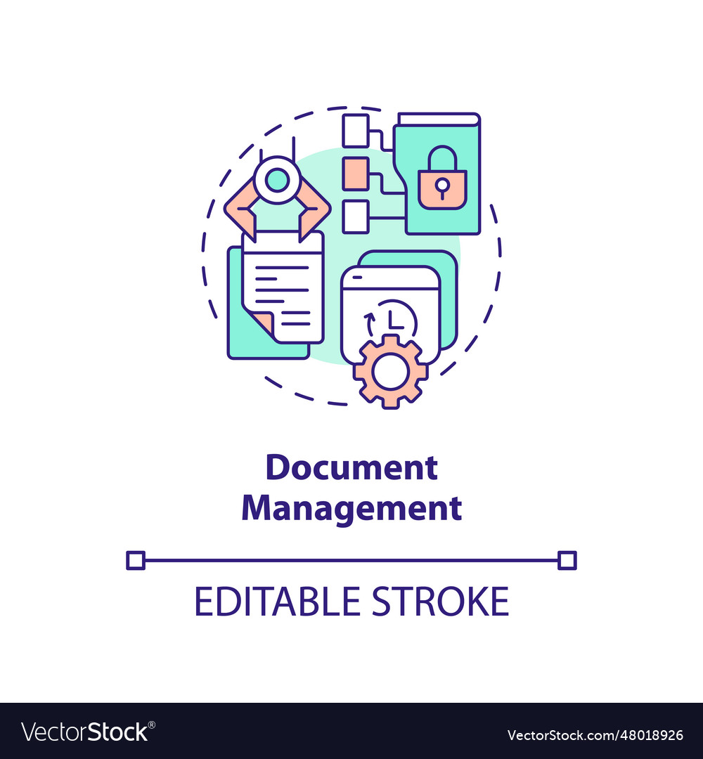 2d customizable document management line icon vector image 2d customizable document management line icon