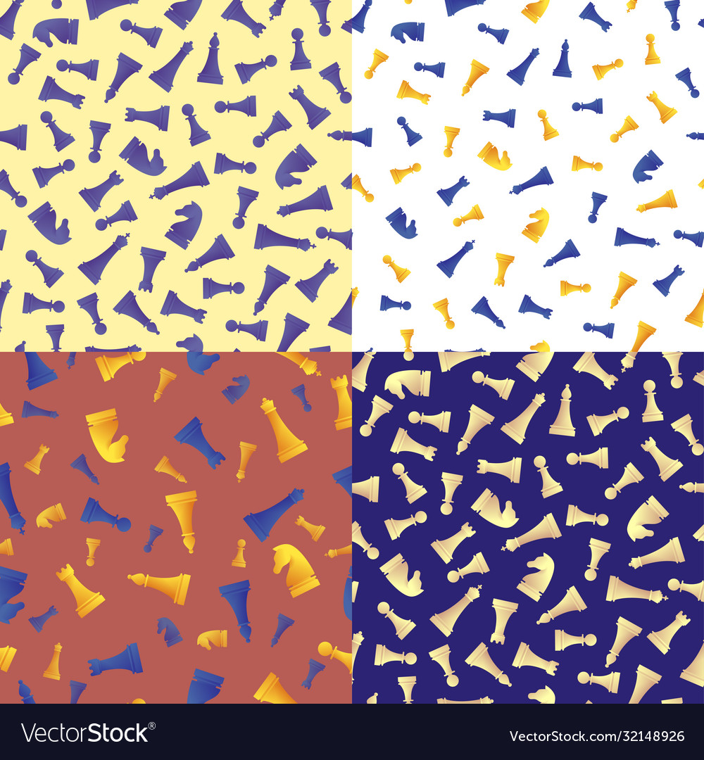 Chess game seamless patterns set vector image Chess game seamless patterns set