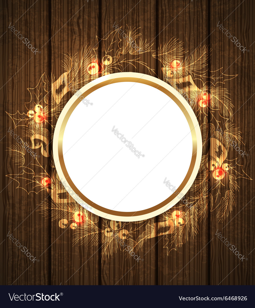 Christmas wreath and round banner