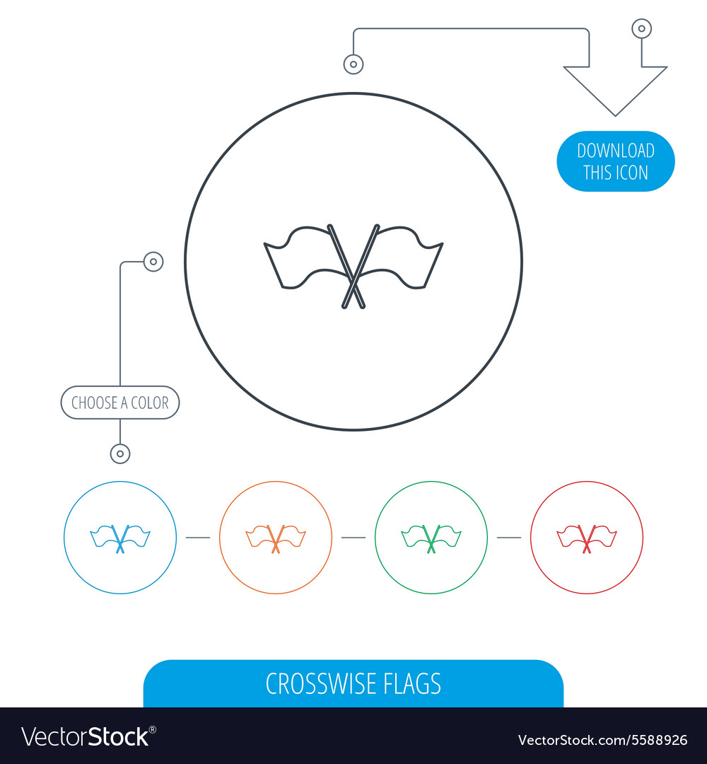 Crosswise waving flag icon location pointer