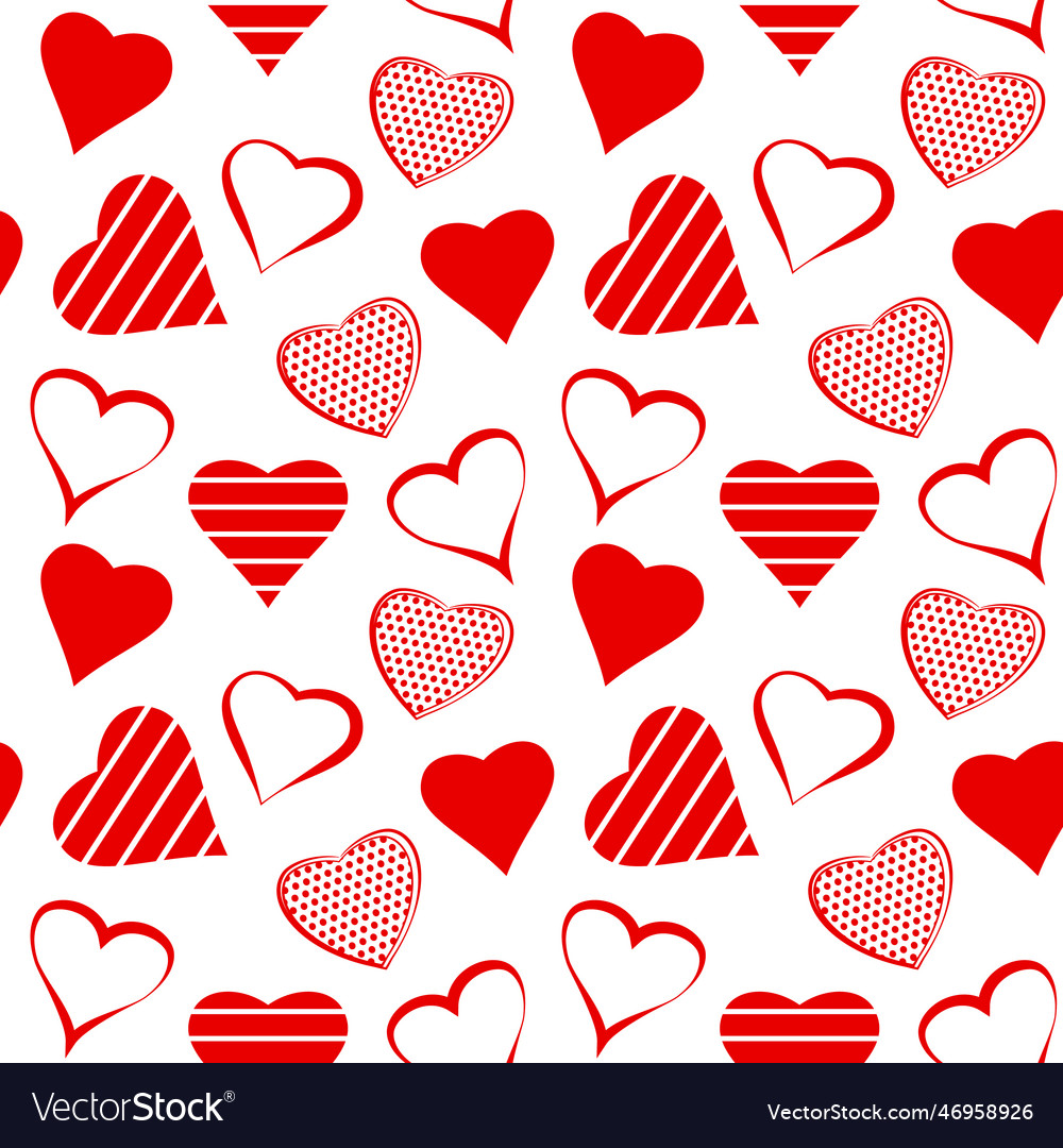 Decorative red hearts seamless pattern Royalty Free Vector