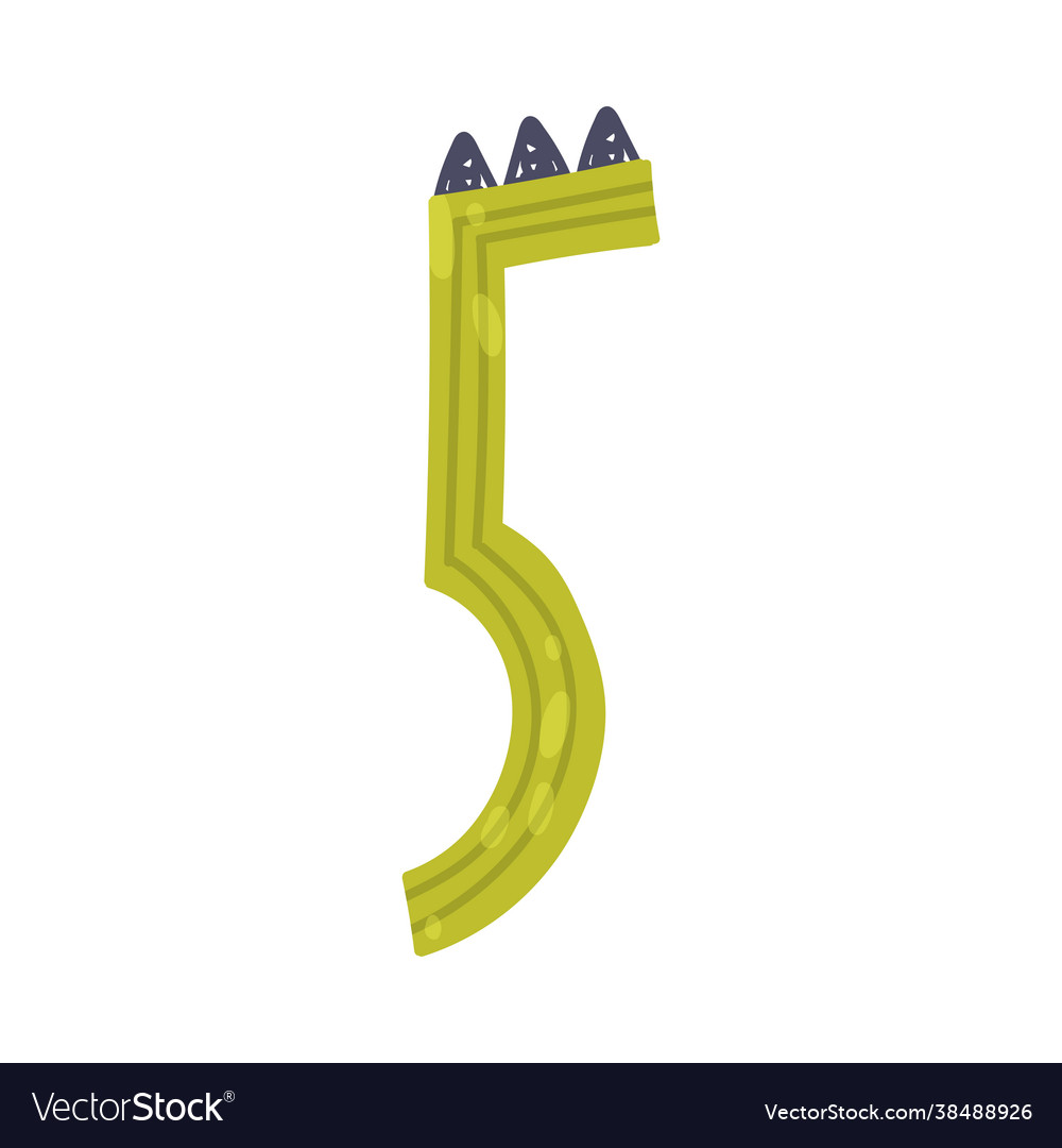 Dinosaur number numeral five with spikes isolated vector image Dinosaur number numeral five with spikes isolated