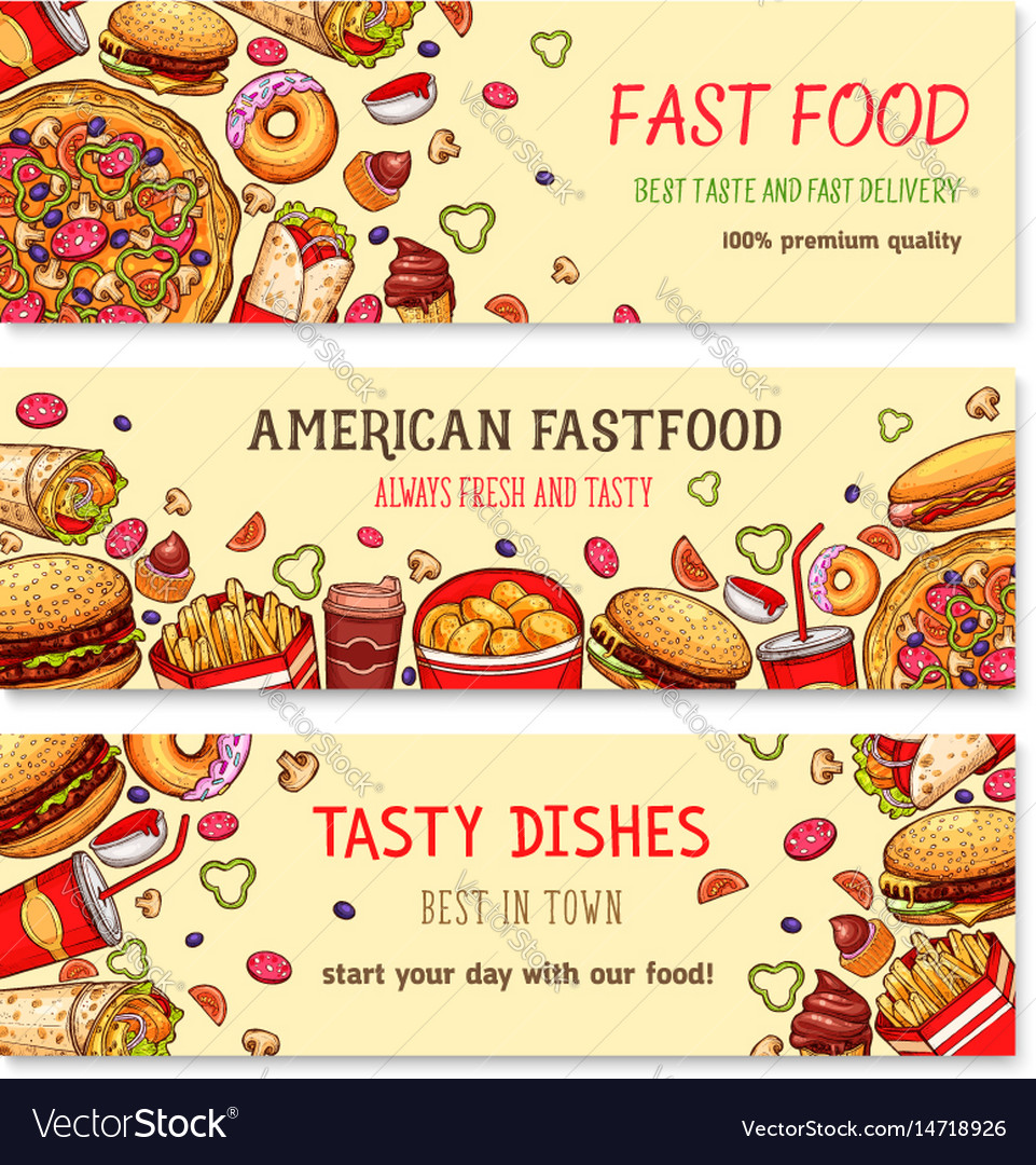 Fast food banners set for restaurant Royalty Free Vector