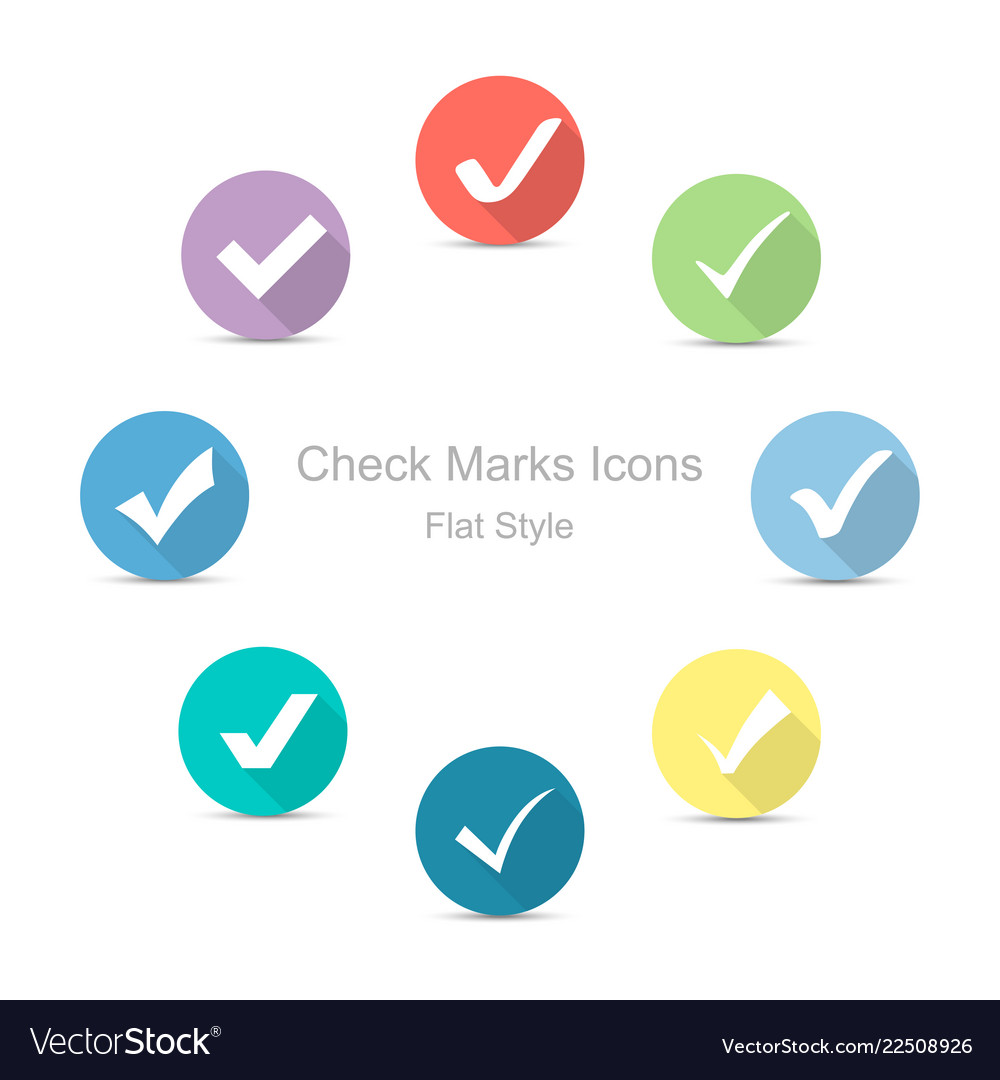 Flat Check Marks Icons - Set