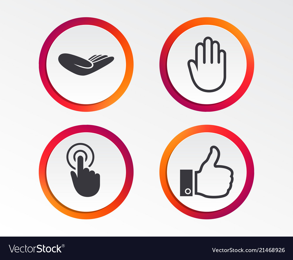 Hand icons like thumb up and click here symbols