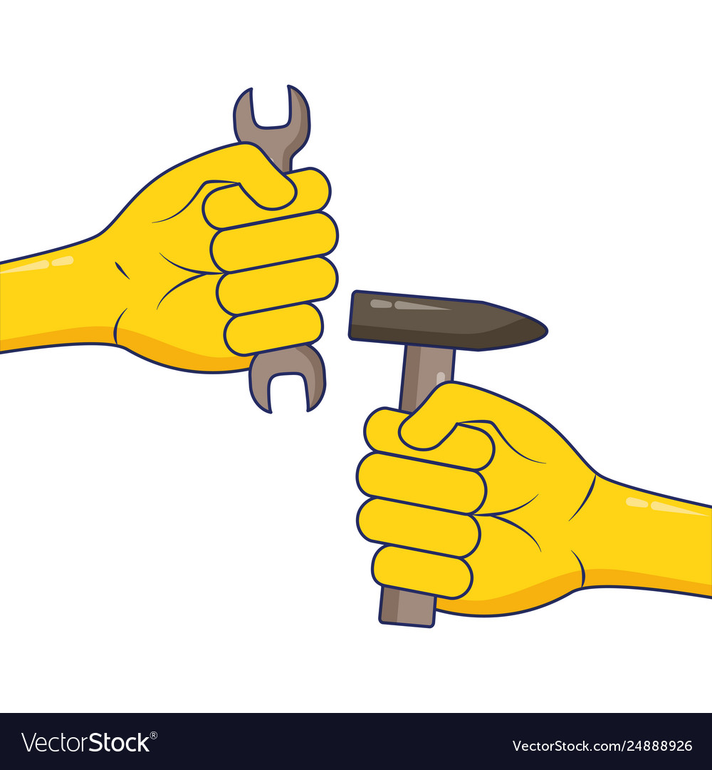 Hands with tools labour day