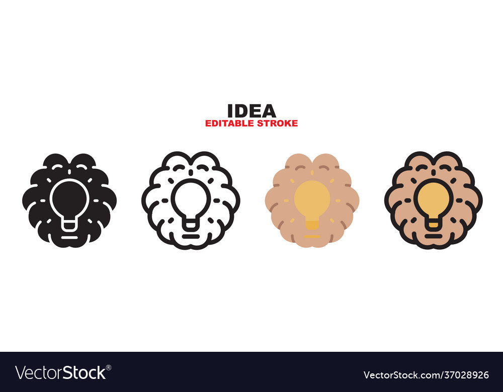 Idea icon set with different styles editable vector image Idea icon set with different styles editable
