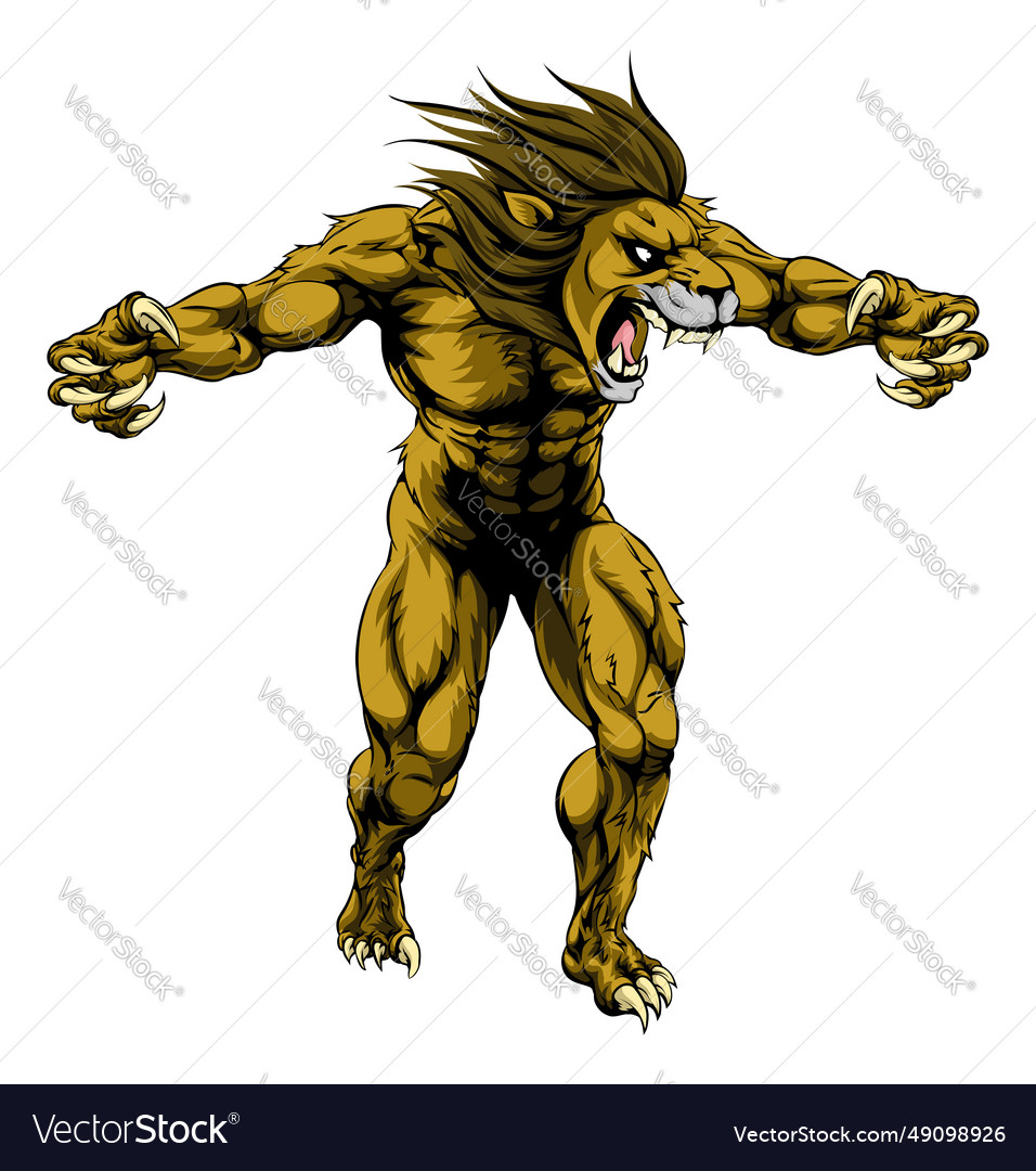 Lion scary sports mascot Royalty Free Vector Image