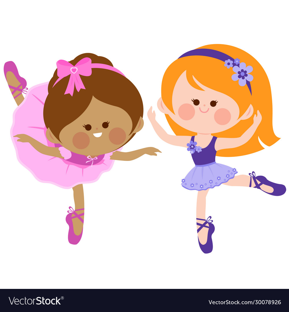 Little Ballerinas Dancing Royalty Free Vector Image