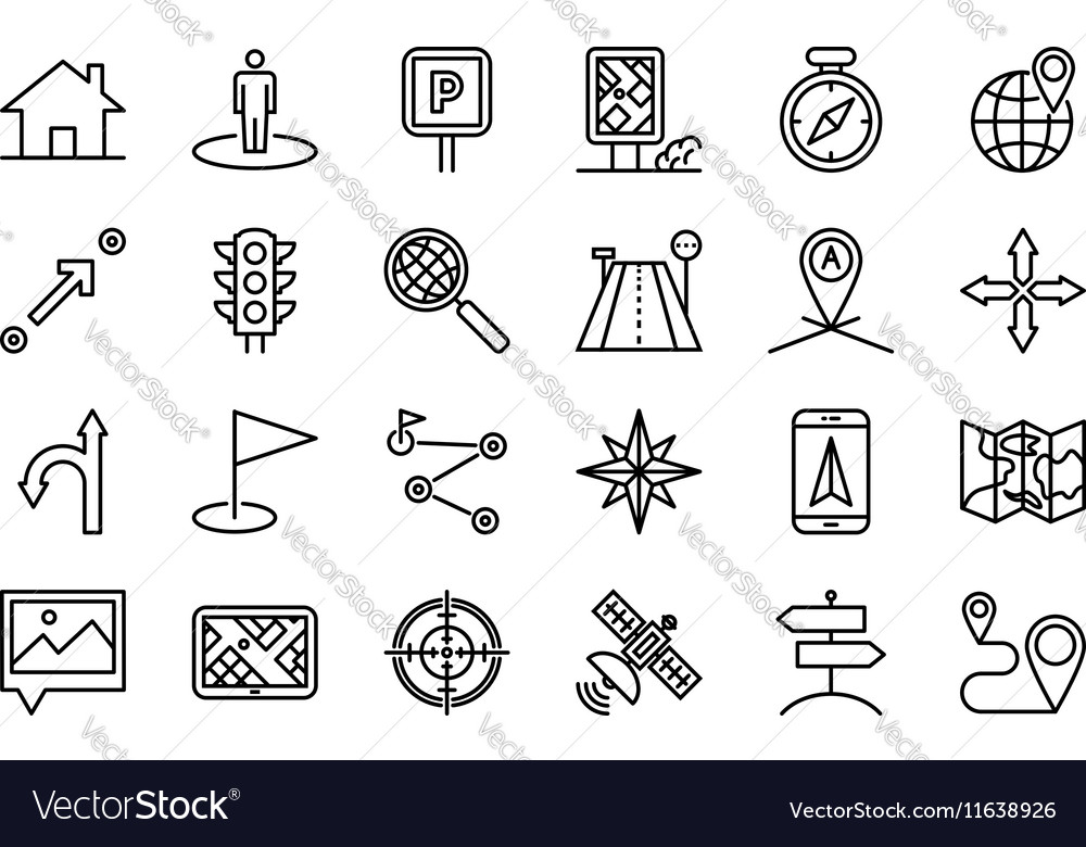 Navigation Icon Set - Thin Line