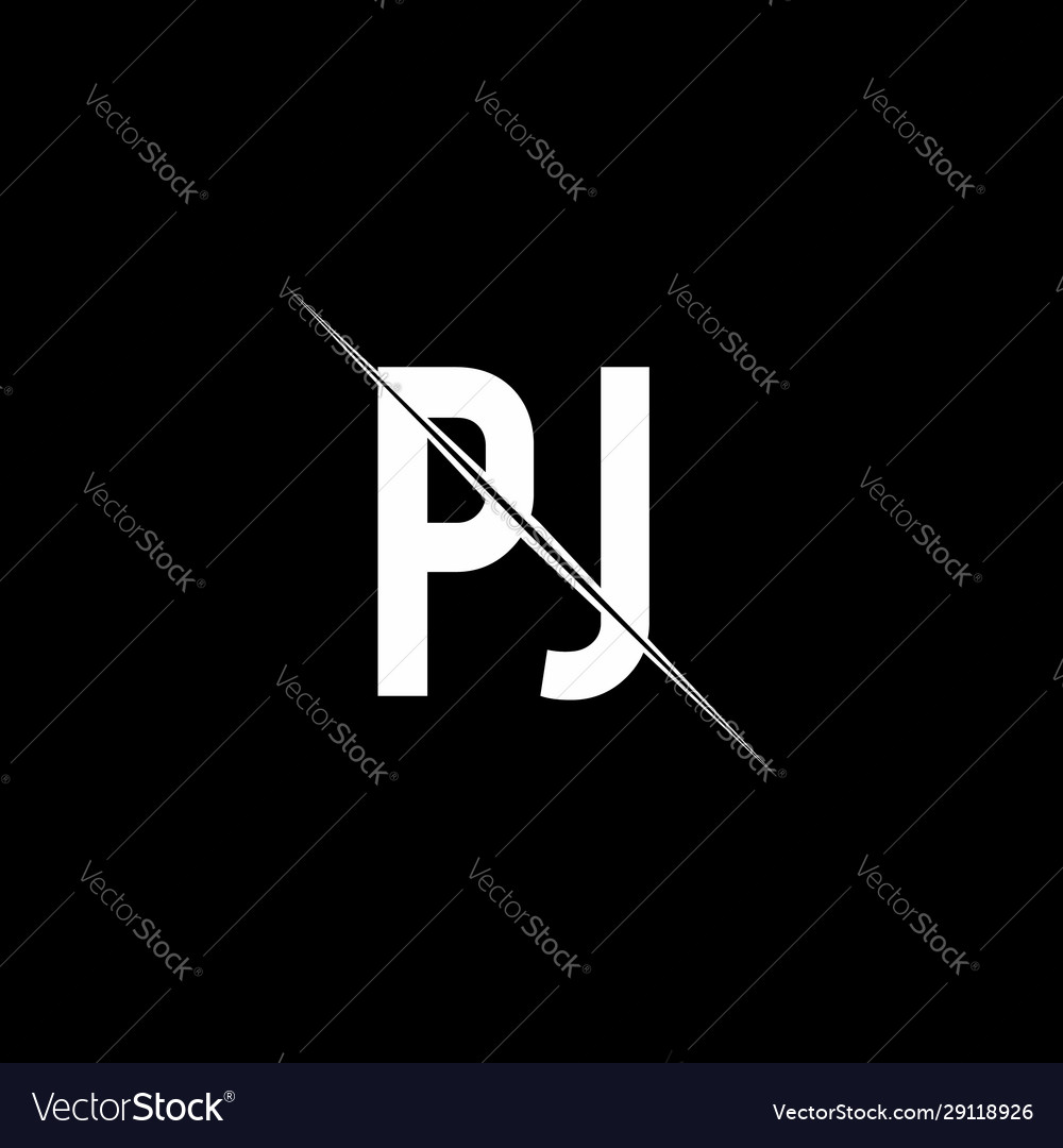 Pj logo monogram with slash style design template vector image Pj logo monogram with slash style design template